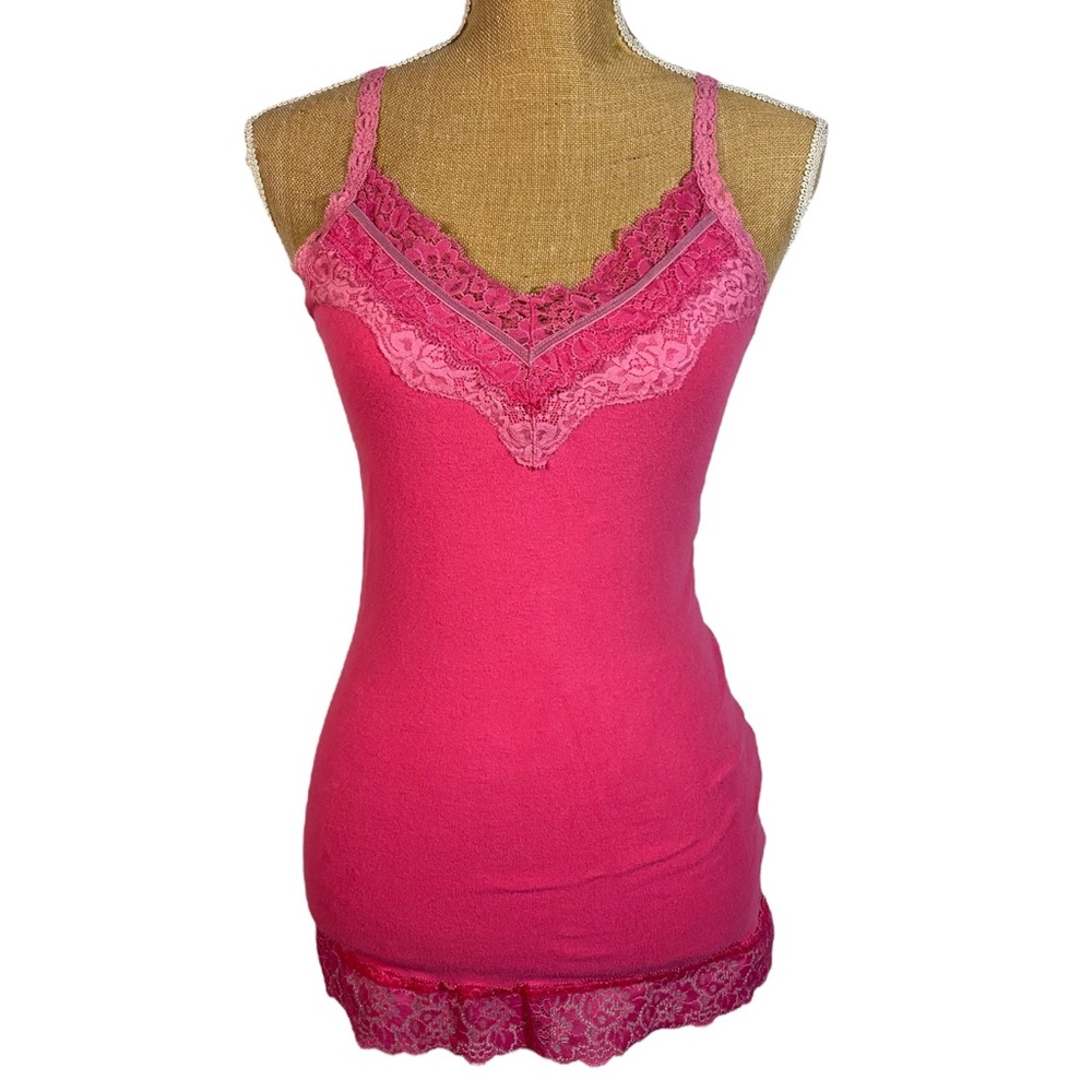 Abercrombie and Fitch Y2K Hot Pink Lace Tank Top Camisole